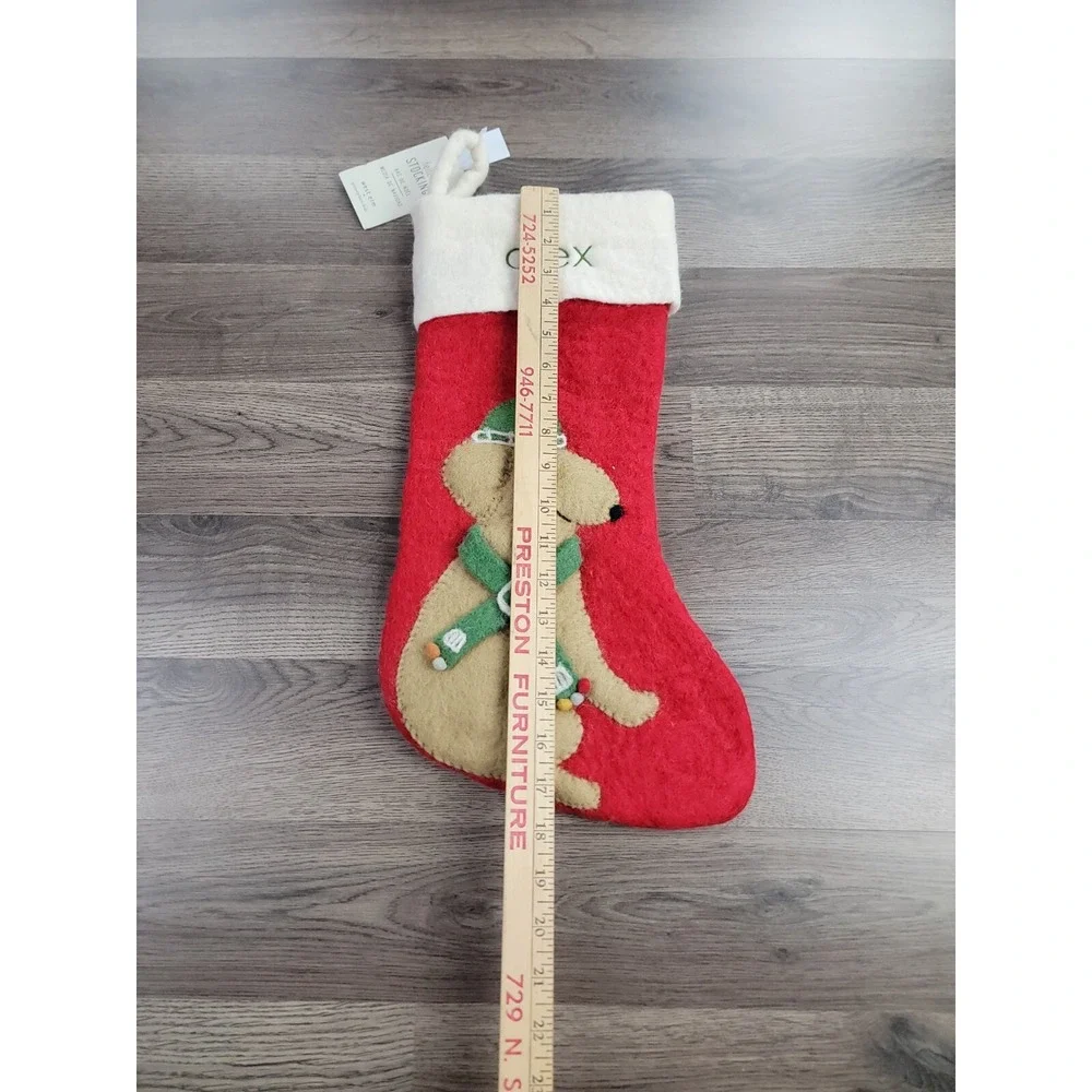 West Elm Felted Wool Christmas Stocking Puppy Dog Alex Pottery Barn Holiday NWT